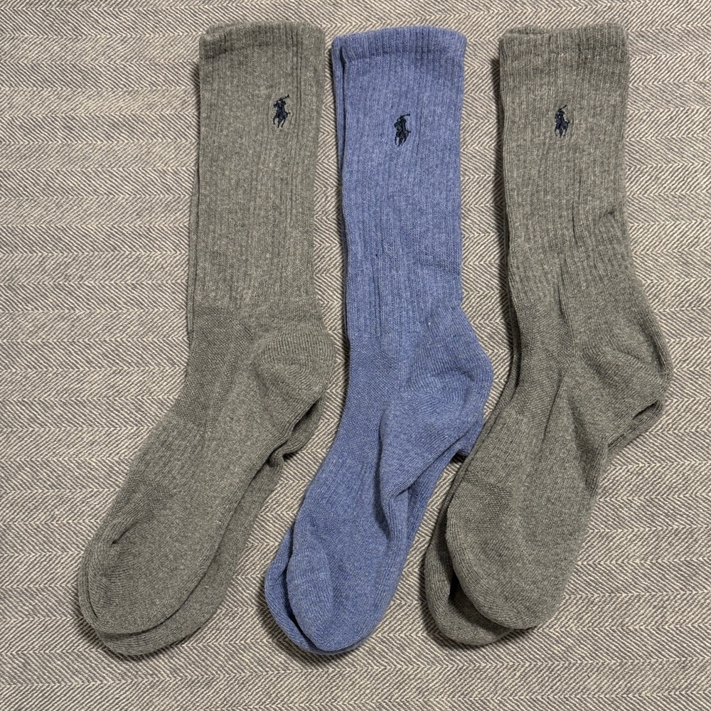 Polo by Ralph Lauren Men's Gray and Blue Ribbed Socks. Not used.